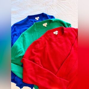J. Crew Womens Sweater Trio - Blue, Green, Red size L